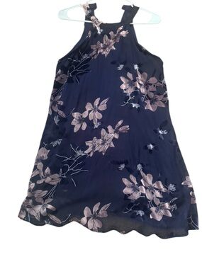Sun & Shadow Navy Dress with Blush Floral Accents